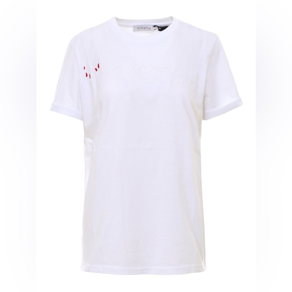 NWT VIVETTA White Short Sleeve Tee Small Sold Out 100% Cotton Round Crew Neck